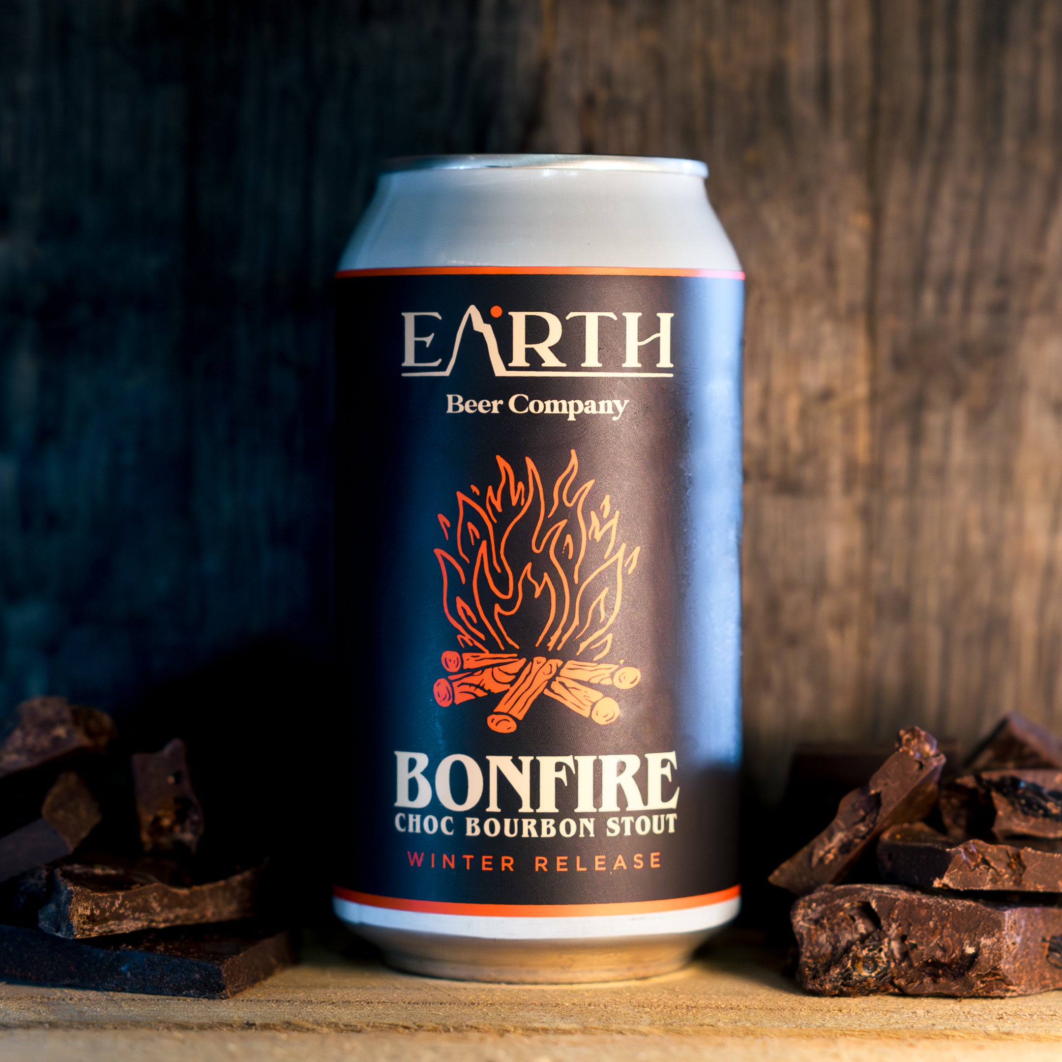 Winter Seasonal Release: Bonfire Choc Bourbon Stout 5.8% (with bonus free socks) - Earth Beer Company