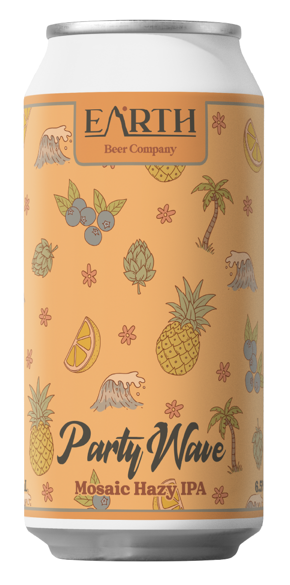 The Range Beyond: Party Wave Mosaic Hazy IPA 6.5% - 500ml cans - Earth Beer Company
